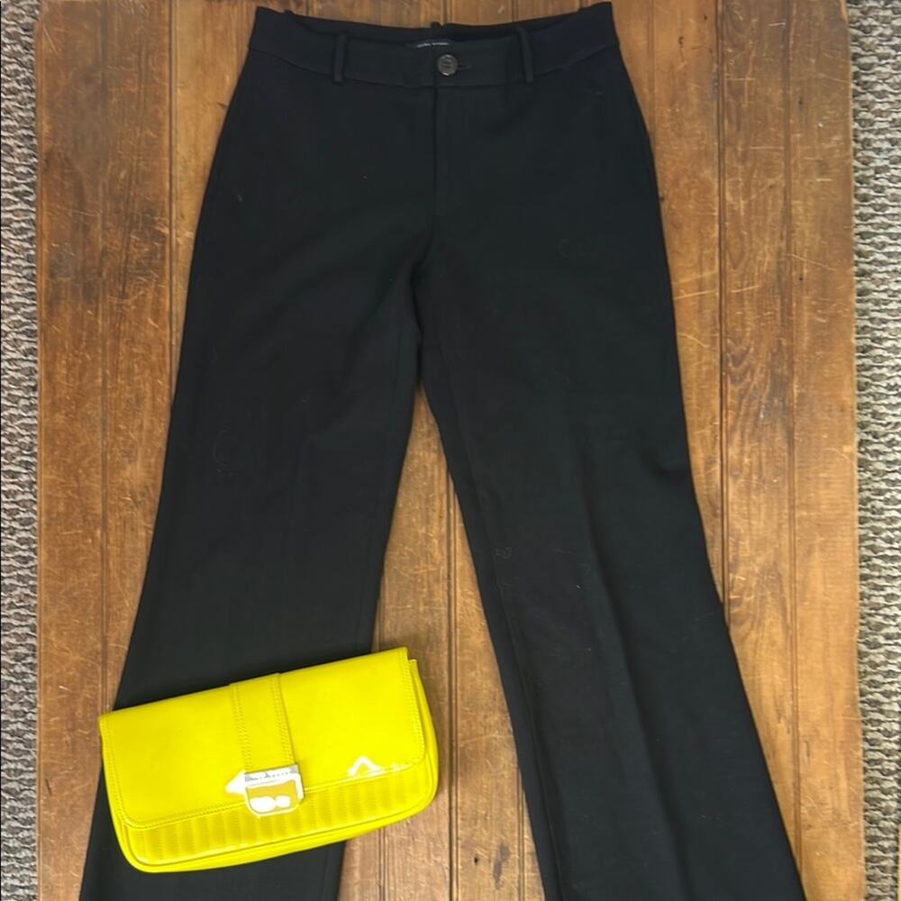 Banana Republic women’s trouser pant knit wide leg mid rise black ponte size 6
